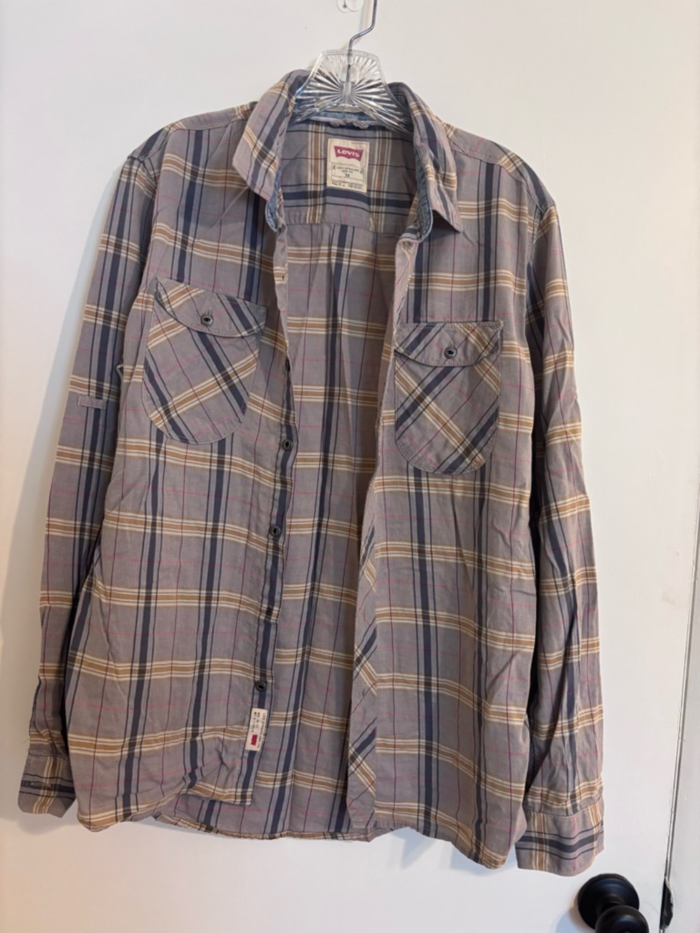 Levi's Plaid Button-Up Shirt in Gray, Blue & Red